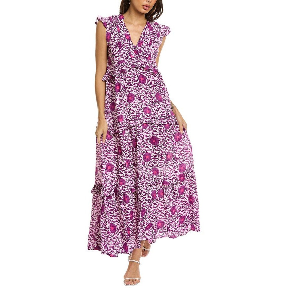 Bindu Anthropologie Kassandra purple floral maxi dress size S‎